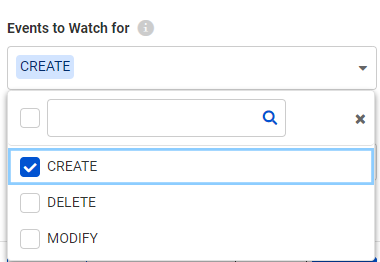 Choosing to watch for CREATE events only